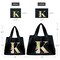 Wrapables Large & Small Nylon Reusable Grocery Bags, Initial Letter Tote Gift Bag for Wedding, Set of 2, Letter K